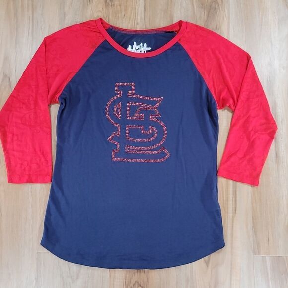 🔹️Touch Blue & Red Burnout St Louis Cardinals Baseball Top Large - Picture 1 of 11